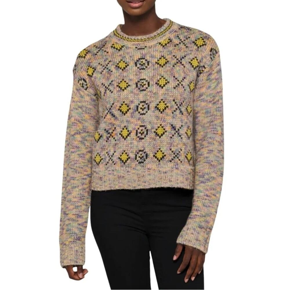 RE/DONE 50s Crewneck Sweater XO Rainbow Argyle Print Womens Medium Retail $425
